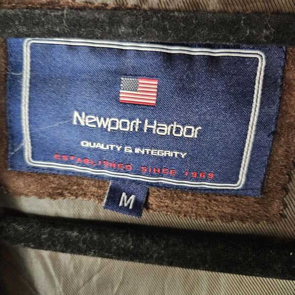Y2K Vintage Newport Harbor Men's Classic Brown Suede Jacket Medium - Picture 8 of 11